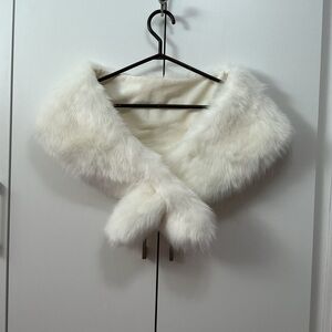 Elegant White Faux Fur Shawl